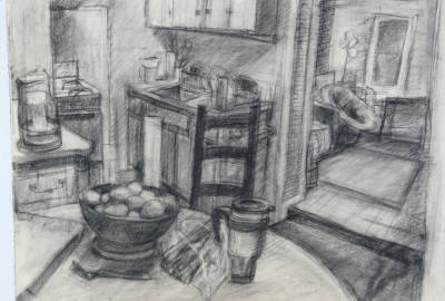 Ellsworth Kitchen - Charcoal Interior Drawing