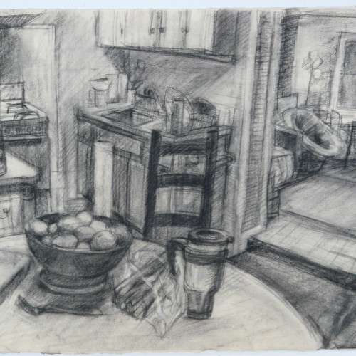 Ellsworth Kitchen - Charcoal Interior Drawing