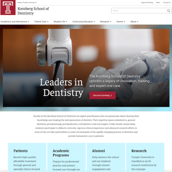 homepage for school of dentistry website